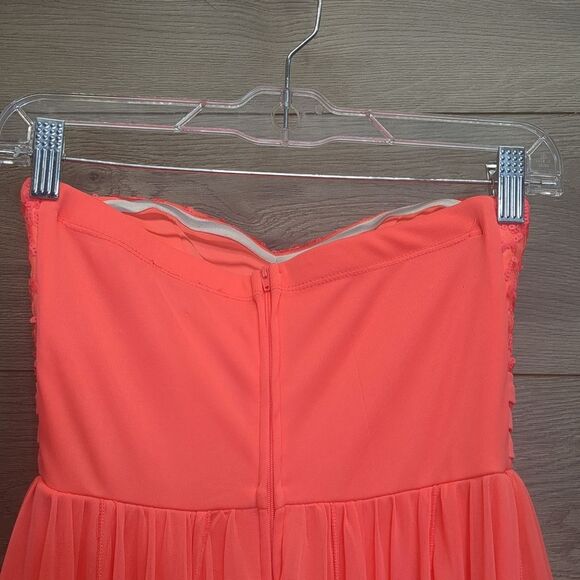 My Michelle Strapless Neon Coral Prom Dress Juniors Size 3 - Picture 8 of 10